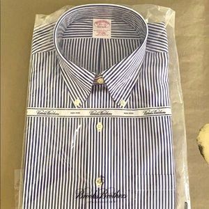 Navy & White Striped Men’s Dress Shirt